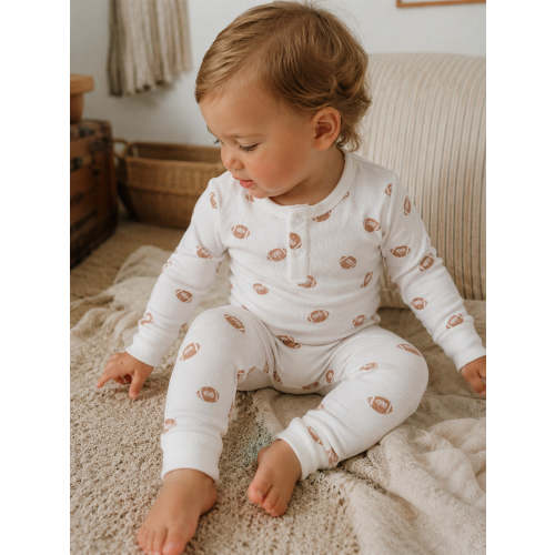 Ribbed Long Sleeve Henley Play Set, Mini Footballs
