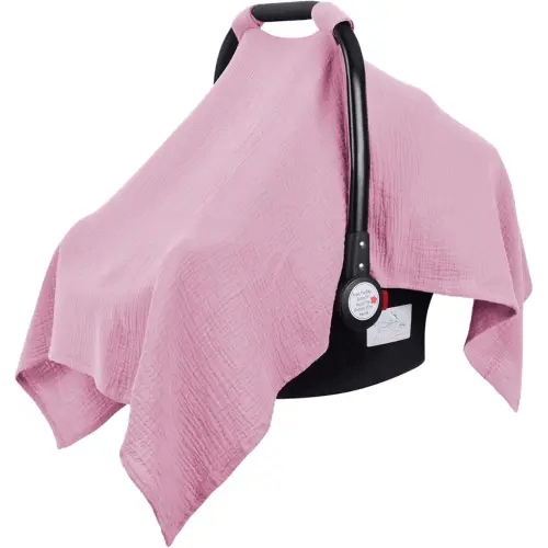 Metplus Muslin Car Seat Cover for Babies - Carseat Stroller Cover Infant Stroller Covers for Boys and Girls, Breathable & Lightweight, Fits Most Strollers & Baby Car Seats