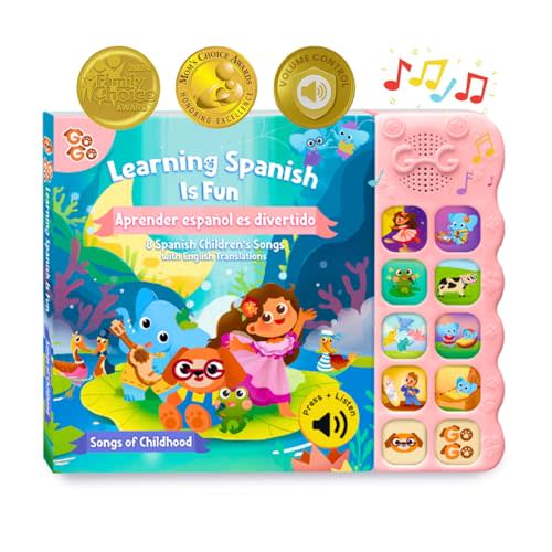 GO GO Spanish Musical Book Vol. 1: 8 Bilingual Songs, Learning Toy for Ages 1-3, Spanish Nursery Rhymes, Libros en Espaol para Nios, Interactive Libros Infantiles, Engaging Language Tool for Kids