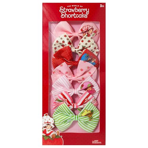 LUV HER Strawberry Shortcake Alligator Hair Clips for Kids – 7-Pack Non-Slip 4-Inch Hair Bows – Girls Hair Accessories with Sweet Character Prints – Ages 3+ – Non-Toxic Material