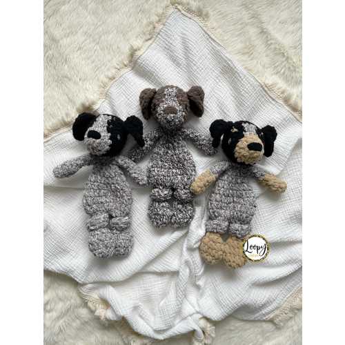 Crochet Mini German Shorthaired Pointer/Bluetick Coonhound Puppy Dog Lovey Snuggler - Stuffed Animal - Security Blanket - Made To Order