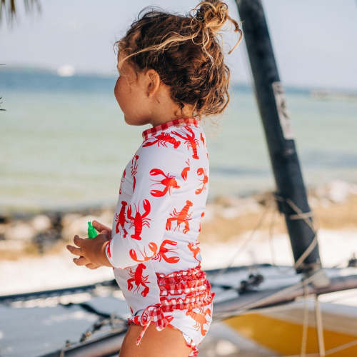 Ruffle Bottom Swimsuit - Crawfish – Sugar Bee Clothing