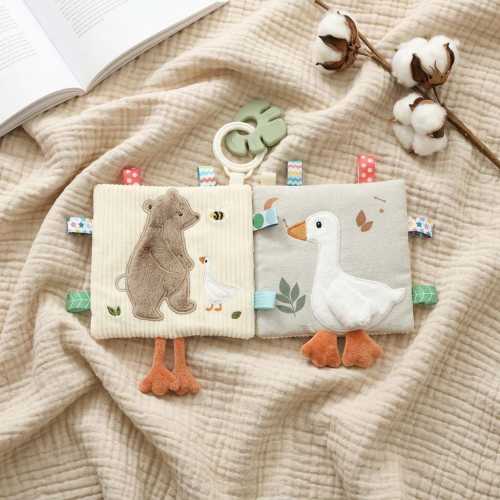 Gender Neutral Baby Shower Gift Box, Bear Goose Corduroy Taggy Toy, Woodland Newborn Comfort Crinkle, Teether Baby Gift Ready