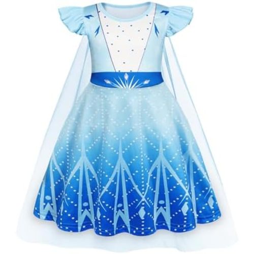Princess Dress with Cape Girls Halloween Birthday Party Cosplay Costume