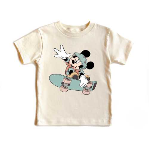 Skater Mickey Toddler Shirt, Toddler Boy Skateboarding Tee, Cool Disney Skateboard T-Shirt for Boys, Mickey Mouse Skate Sweatshirt