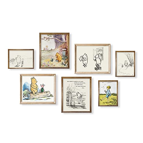 Winnie The Pooh Nursery Wall Art - Motivational Quote for Kids Little Boys Bedroom - Vintage Hundred Acre Wood Poster - You Are Braver Than You Think - Toddler Room Decor - Gifts for Winnie Fans Lover