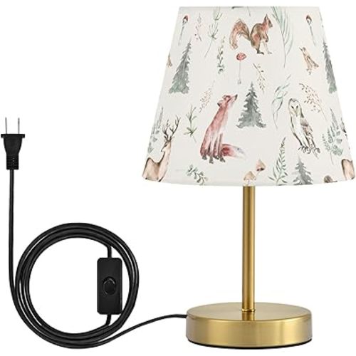 Woodland Cute Animals Dimmable Table Lamp Night Light Bedroom Lamps for Nightstand Living Room Dorm Home Office Desk, LED Bulb Included, S