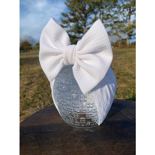 White #38 Stretch Headwrap W/ Bow, Simply Inspired By Zoe