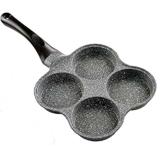 Buecmue Rustless Egg Frying Pan | 4-Cup Nonstick Easy Clean Egg Cooker Omelet Pan For Breakfast Swedish Pancake, Plett, Crepe Pan Gas Stove and Other Stoves Cookware