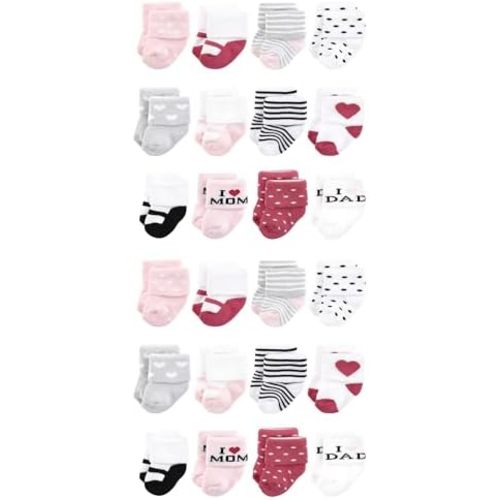 Hudson Baby Unisex Cotton Rich Baby Terry Socks 24-Pack