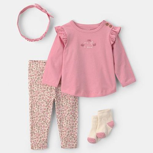 Baby Girl Carter's 4-Piece Long Sleeve Top, Pants & Headband Set