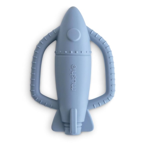 Mushie Silicone Baby Rocket Rattle Teether Toy