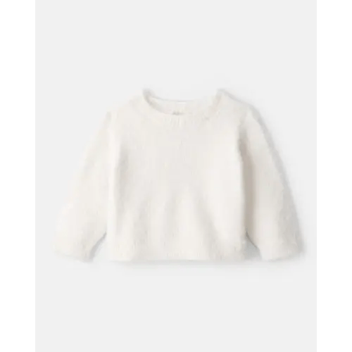 Baby Girl Brushed Sweater - White, 18M