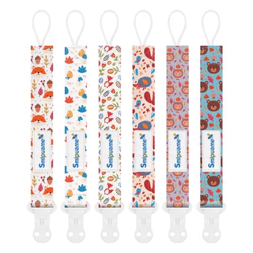 Pacifier Clip for Baby Boys Girl,6 Pack Stylish Binky Clips Strap,Paci Holder with Clips Universal Lightweight Fits Most Pacifiers Teeher Toy Teething Ring Soothie,Baby Gifts(Animal)