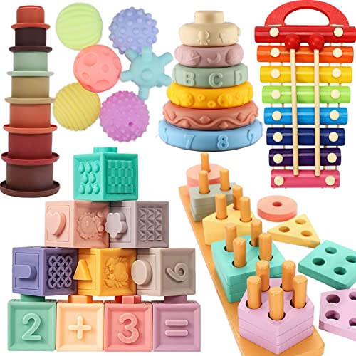 AZEN Baby Toys 0-3 Years, Toddler Toys Age 1-2, (6-in-1) Baby Toys for Babies 1 2 3 Year Old, Infant Toddler Newborn Toys, Learning Educational Preschool Toys