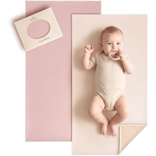 Konssy Faux Leather Waterproof Baby Changing Mat 2 Pack, Regular, 32"x20"