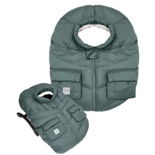 7AM Enfant Car Seat Covers - Cocoon Baby Cover for Boys & Girls, Rain & Snow Repellent, Breathable Windproof, Center Zipper, Universal Fit for Infant Car Seat (0-12M) (Pine)