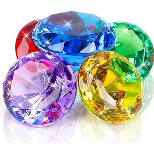 MARFOREVER Extra Large Diving Gem Pool Toys, 60MM Extra Big Diamond Colorful Pirate Treasure Diving Gems Huge Acrylic Diamond Pool Gems Set for Summer Swimming Party Favors Boys Girls Training Gifts