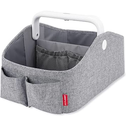 Skip Hop Diaper Caddy Organizer with Touch Sensor Night Light, Nursery Style, Heather Grey