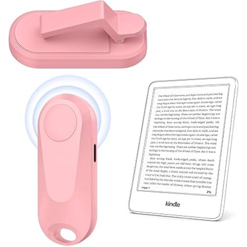 DATAFY [Case-Friendly] Page Turner for Kindle Paperwhite Oasis Kobo eReaders, Camera Camcorder Remote Controls, Page Turner Clicker for ipad Tablets Reading Novels with Wrist Strap Storage Bag Pink