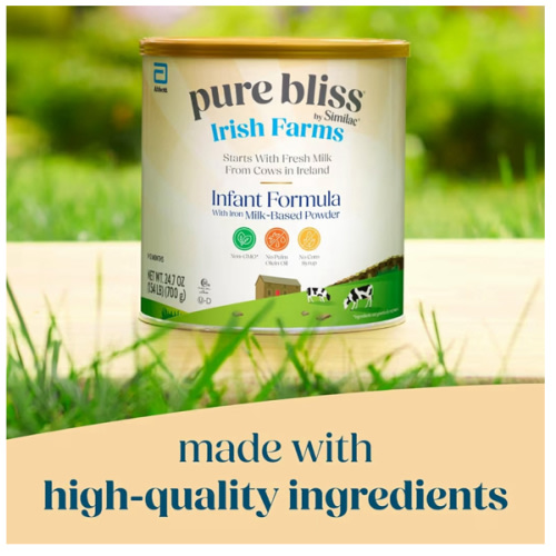 Pure Bliss Irish Farms, Easy-to-Digest Baby Formula, Infant Formula, 0-12 Months, 24.7-oz Can
