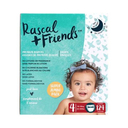 Rascals Premium Jumbo Diapers, Unisex, Sizes N-7