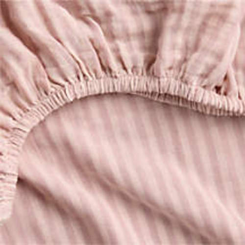 Supersoft Lilac Rose Striped 100% Organic Cotton Gauze Baby Crib Fitted Sheet