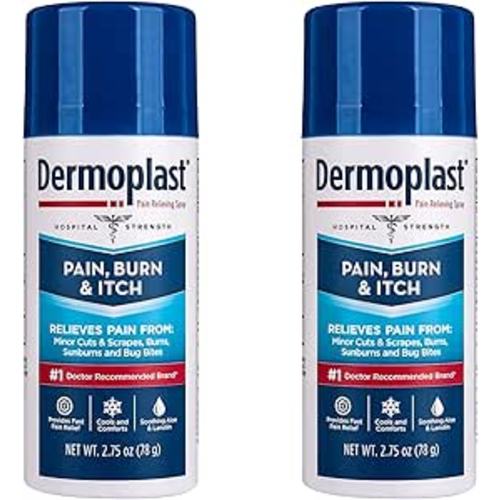 Dermoplast Pain, Burn & Itch Relief Spray for Minor Cuts, Burns and Bug Bites, 2.75 Oz, Pack of 2 (Packaging May Vary)