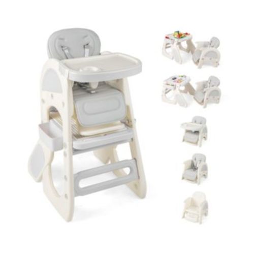 Convertible Baby Tall Chair 2-Tier Food Tray Feeding Chair for 18+ Month Olds