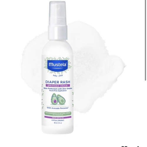 Mustela Baby Diaper Rash Cream Spray – Touch-Free protectant with Zinc Oxide & Natural Avocado - Treats, Soothes and Prevents Diaper Rash- Fragrance-Free - 3 fl. oz