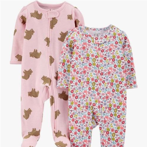 Simple Joys by Carter's Baby Girls' Cotton Footed Sleep and Play, Pack of 2