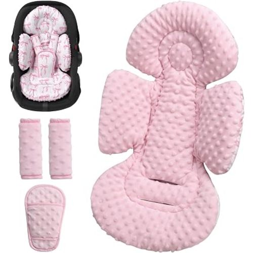TinlyFinly Newborn Carseat Insert, Baby Head and Body Support, Pink Bow