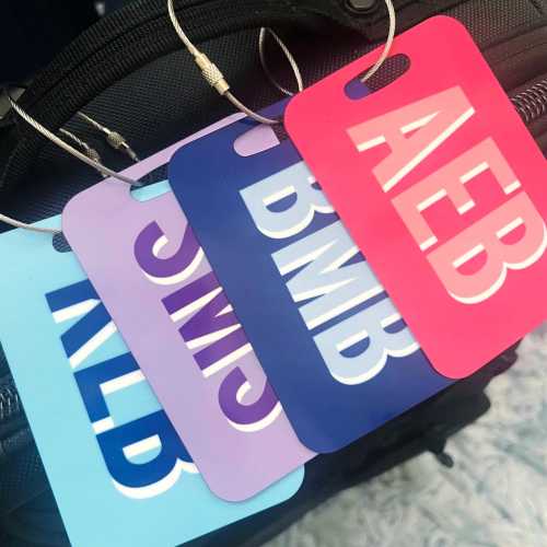 Personalized Shadow Monogram Luggage Tag, Double-Sided Bag Tag, Travel Accessory