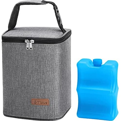 Baby Bottle Bag Insulated Breastmilk Cooler Bag with Ice Pack, Reusable Baby Bottle Tote Bag for up to 6 Bottles 4 Large 9Oz Bottles, Freezer Lunch Bag, Perfect for Daycare or Back to Work Nursing Mom