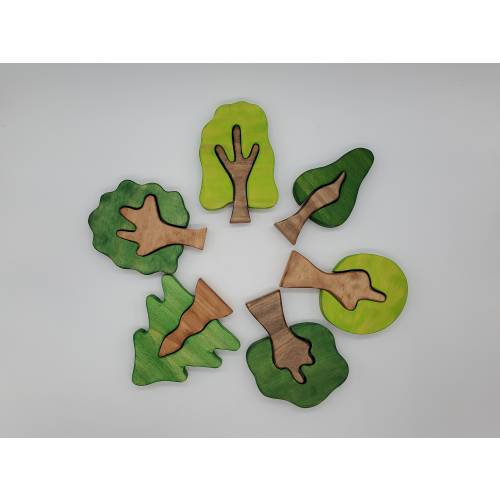 Set of 6 Trees - Great for small world playscapes toys for girls and boys.  Waldorf and Montessori inspired.