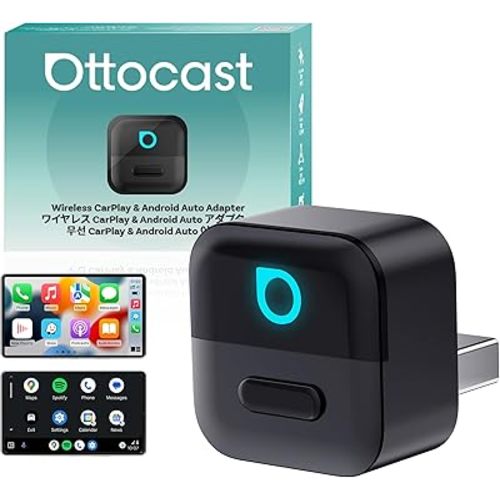 OTTOCAST Mini Pico Wireless CarPlay & Android Auto Adapter – WiFi 6 + Bluetooth 5.4, Plug & Play, Fast Auto-Reconnect, Ultra-Compact Design, Works with Factory Wired CarPlay Cars