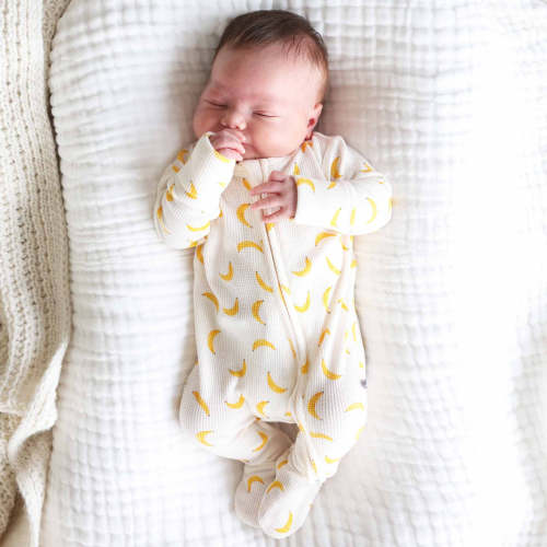 Go Bananas Bamboo Waffle Zipper Footie