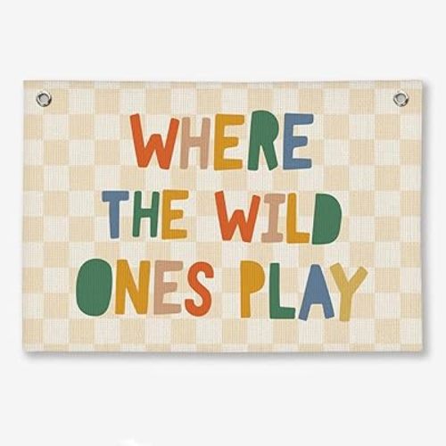 BGFGZPL Playroom Banner, Play Room Wall Decor Hanging Linen Banner, The Wild Ones Play Wall Decor for Nursery Toddler Baby Boys Girls Bedroom Playroom, 20x30 Inch