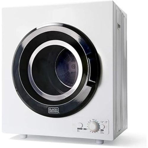 Apartment Friendly BLACK+DECKER BCED26 Compact Dryer for Standard Wall Outlet, Small, 5 Modes, Load Volume 8.8 lbs., White