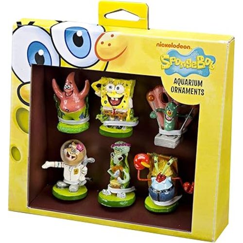 Penn-Plax Officially Licensed Spongebob 6 Piece Mini Aquarium Ornament Set – Great for Saltwater and Freshwater Tanks