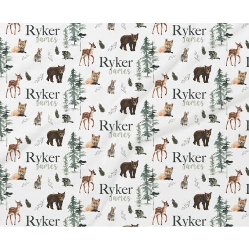 Personalized Woodland Animal Baby Name Custom Blanket Gift Idea For Baby Boy, Newborn Baby Woodland Animal Blanket Photo Prop, Deer Blanket
