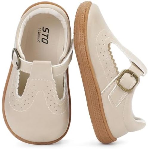 STQ Wide Toe Box Toddler Mary Jane Dress Shoes Girl Ballet Flats