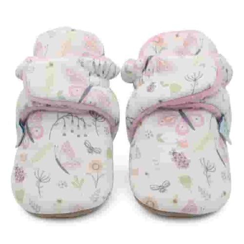 Dotty Fish Soft Cotton Baby Booties - Non-Slip, Warm Fleece Lined – Butterflies, 0-6 Months