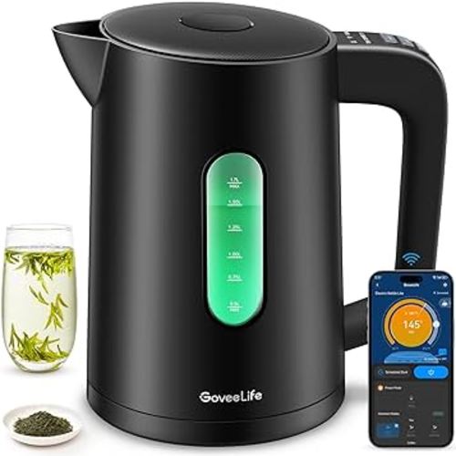 GoveeLife Smart Electric Kettle Temperature Control 1.7L, WiFi Electric Tea Kettle with LED Indicator Lights, 1500W Rapid Boil, 2H Keep Warm, BPA Free, 4 Presets Hot Water Boiler for Tea, Coffee