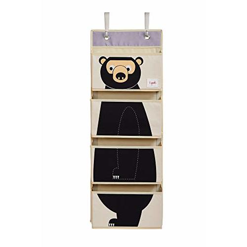 3 Sprouts Over The Door Baby Organizer - Essential Newborn Nursery Storage, Toy Organizer for Room and Closet - Bedroom Storage - Hooks Included, Bear