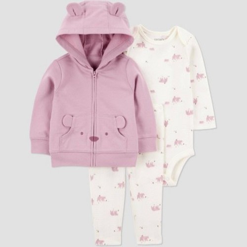 Carter's Just One You® Baby Girls' French Terry Bear Sweatshirt & Pants Set - Pink 12M