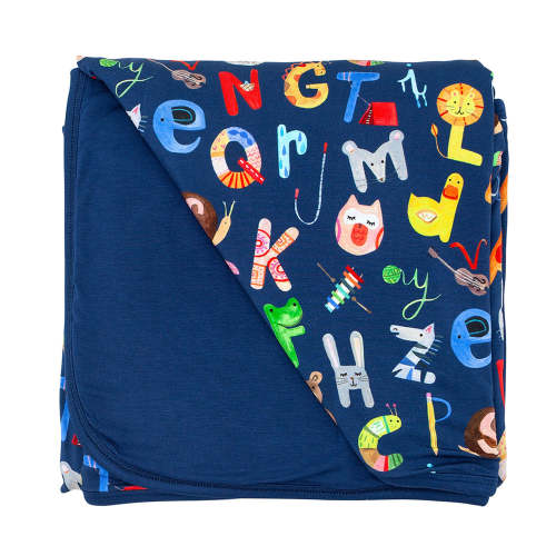 Navy Alphabet Friends Large Cloud Blanket - Little Sleepies