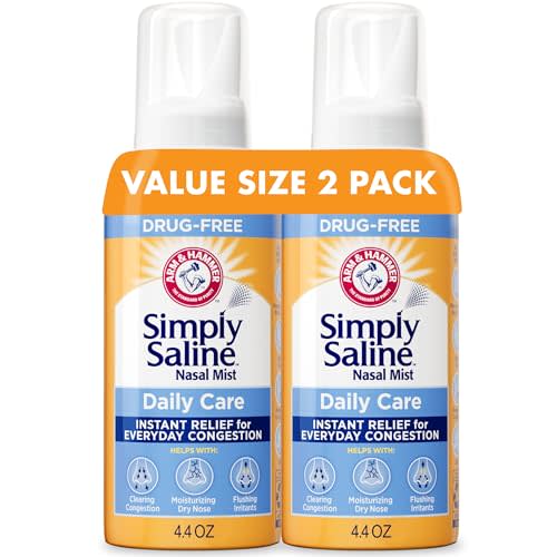 Arm & Hammer Simply Saline Daily Care Nasal Mist 4.4oz, Saline Nasal Spray, Drug-Free, 2-Pack