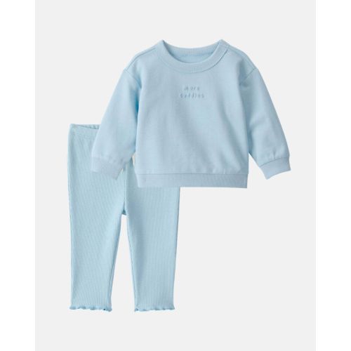 Baby Girl 2-Piece French Terry Pullover & Pant Set - Blue | Carter's