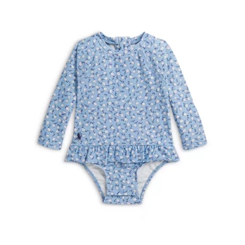 Polo Girls' Floral Ruffled One Piece Rash Guard - Baby